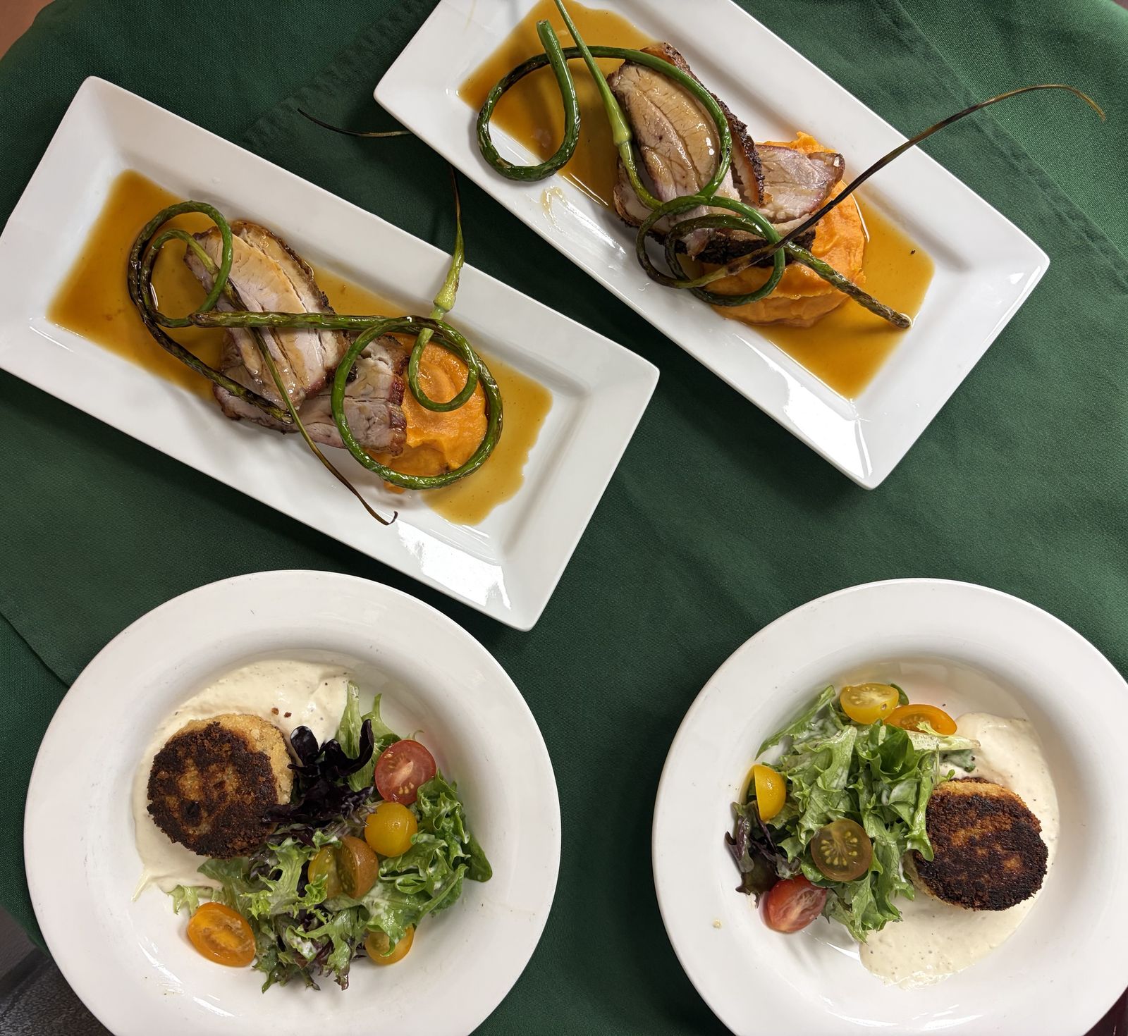 Plated entrées from the club kitchen